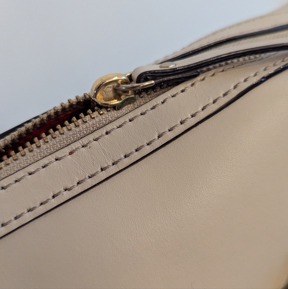 Kate Spade Holly Street Ashton Satchel Beige Bow Leather Handbag Top Handle - Picture 4 of 12